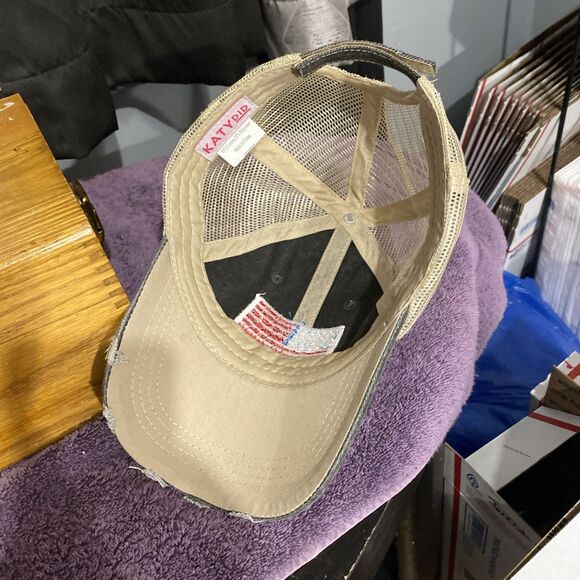 American Flag Patriotic‎ Hat Trucker SnapBack Cap One Size Black Distressed - Picture 8 of 9